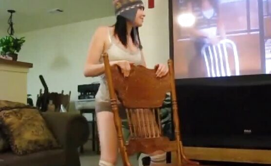 Cute Rebel Riley Does a Sexy Dance on Her Chair 